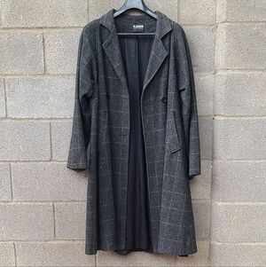 Women's Vintage 80s/90s Karen Petites Gray Plaid Trench Coat Size PS